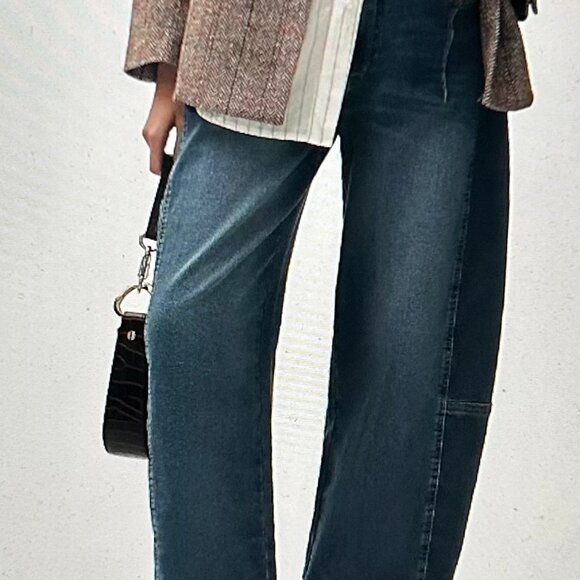 The Kenna Mid-Rise Heritage Barrel Jeans by Pilcro: Denim Vtg Blue Wash Sz 30 - Picture 2 of 12